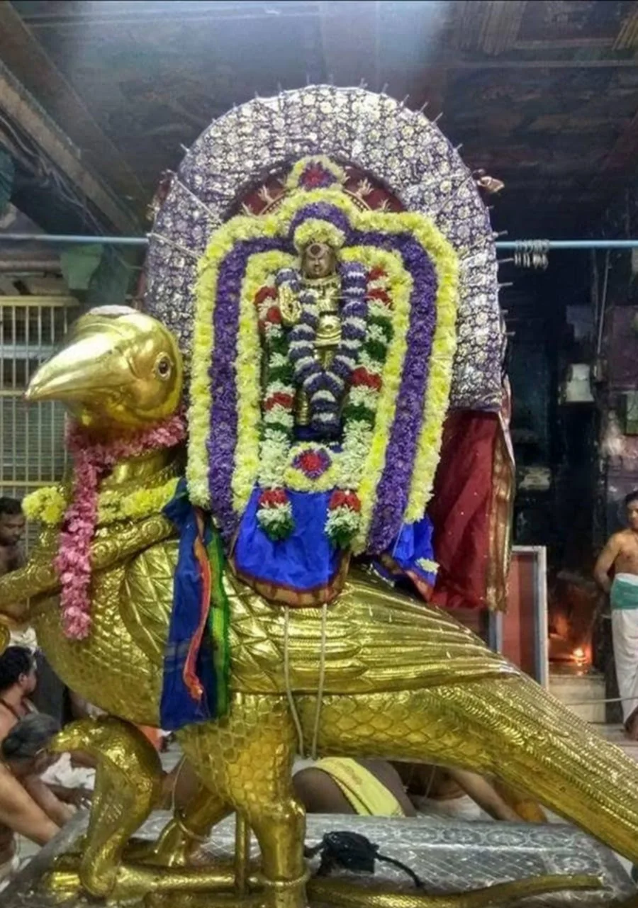 Tirunallar Swarna Kaki Vahana Seva: Golden Crow Procession of Lord Shani at Thirunallar Temple, Puducherry
