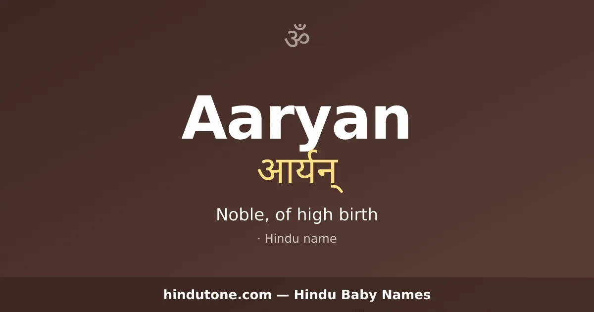 Aaryan — Hindu Boy Names with A