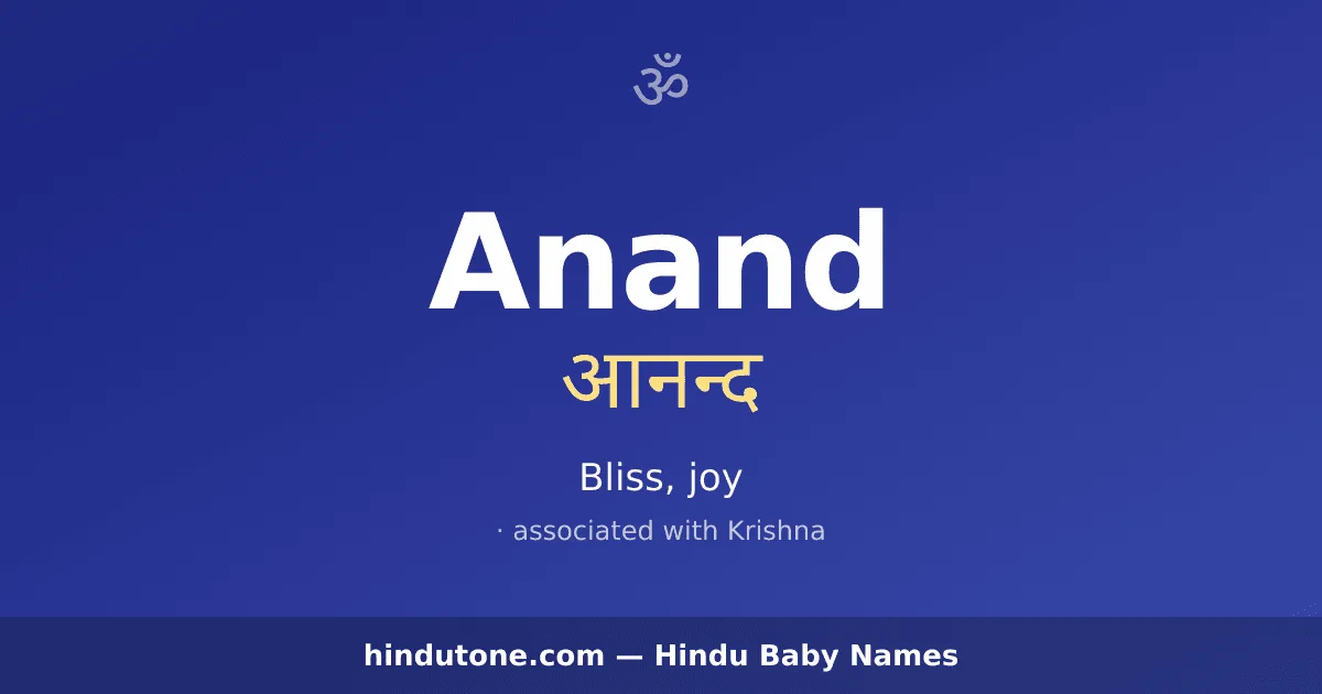 Anand — Hindu Boy Names with A