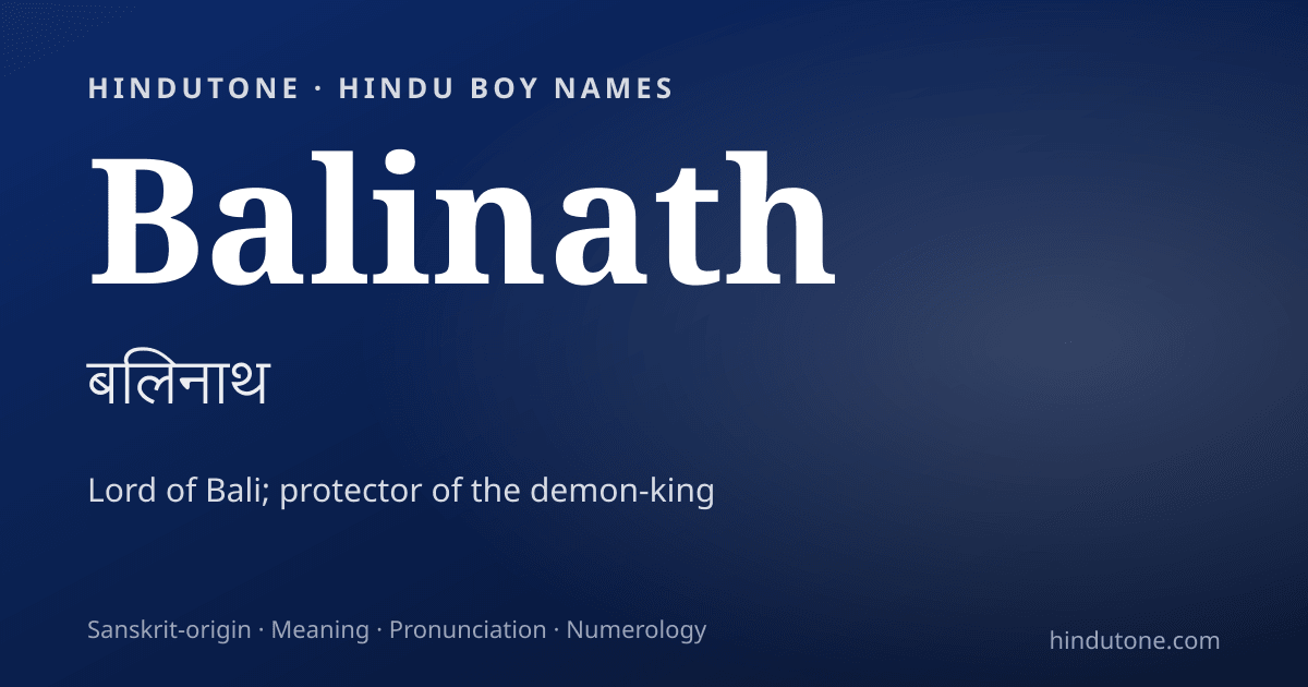Balinath — Hindu Boy Names with B