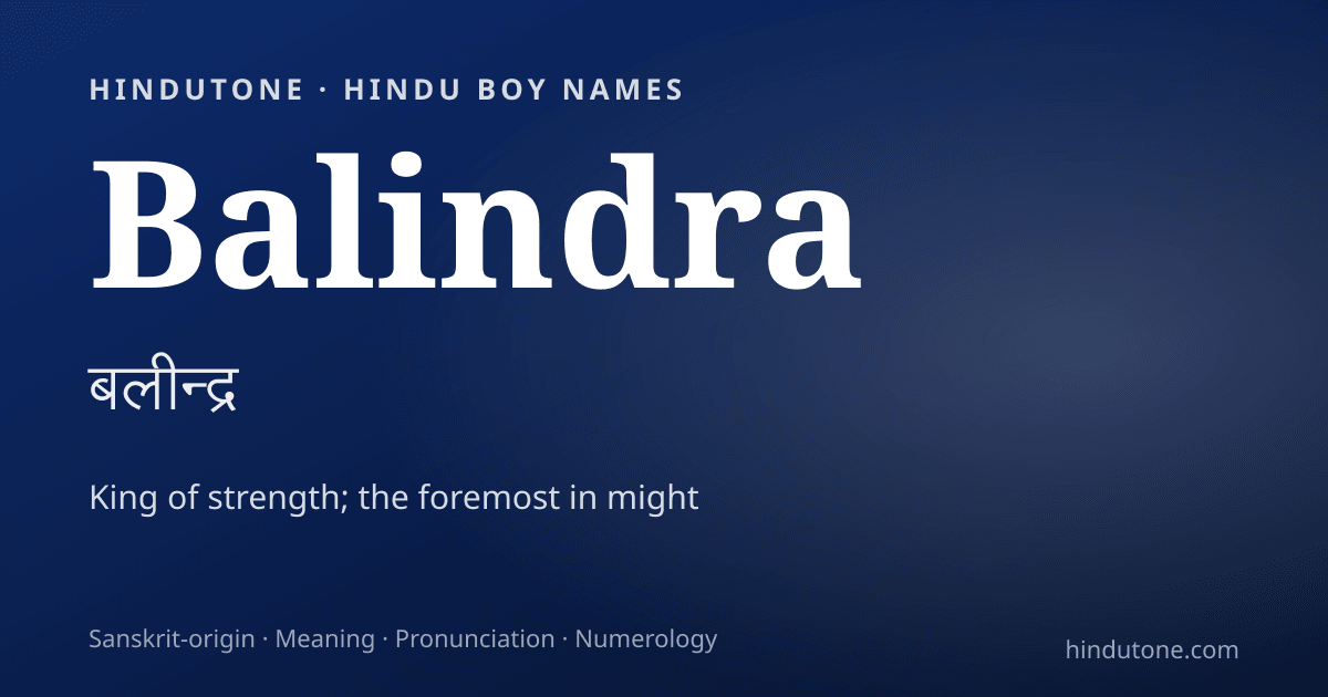 Balindra — Hindu Boy Names with B