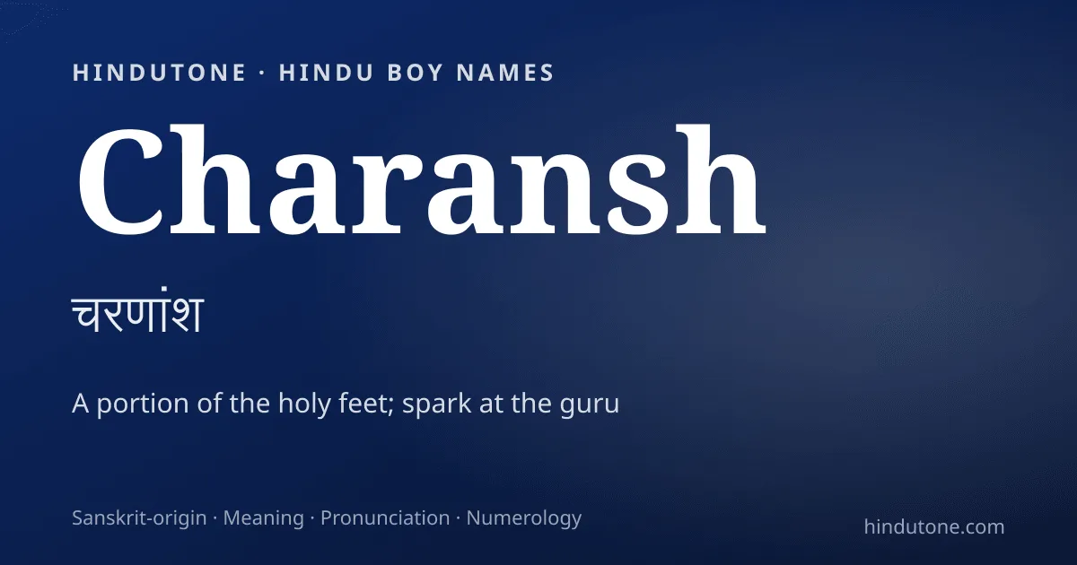 Charansh — Hindu Boy Names with C