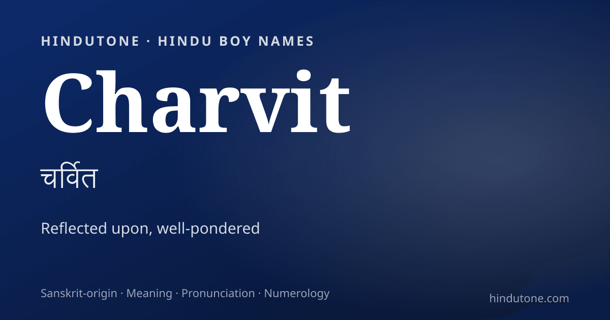 Charvit — Hindu Boy Names with C
