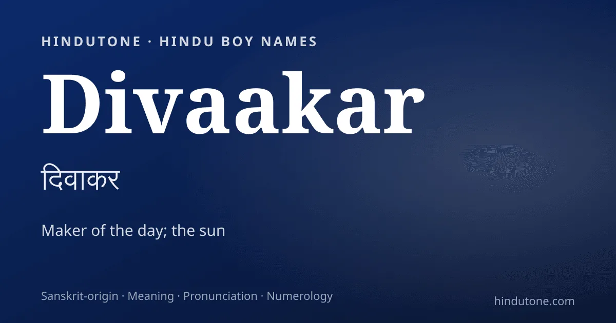 Divaakar — Hindu Boy Names with D
