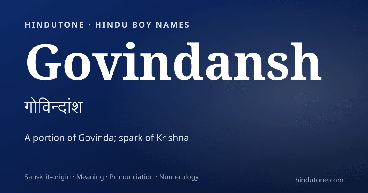 Govindansh — Hindu Boy Names with G