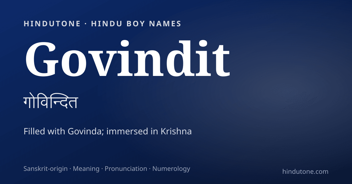 Govindit — Hindu Boy Names with G