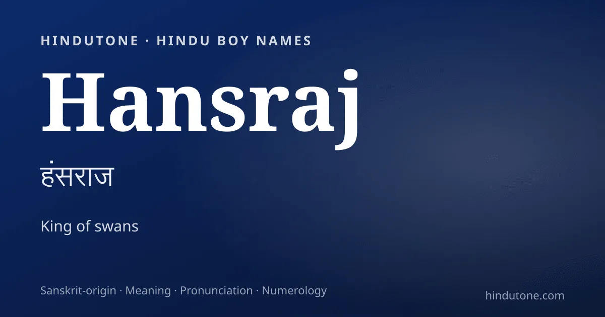 Hansraj — Hindu Boy Names with H