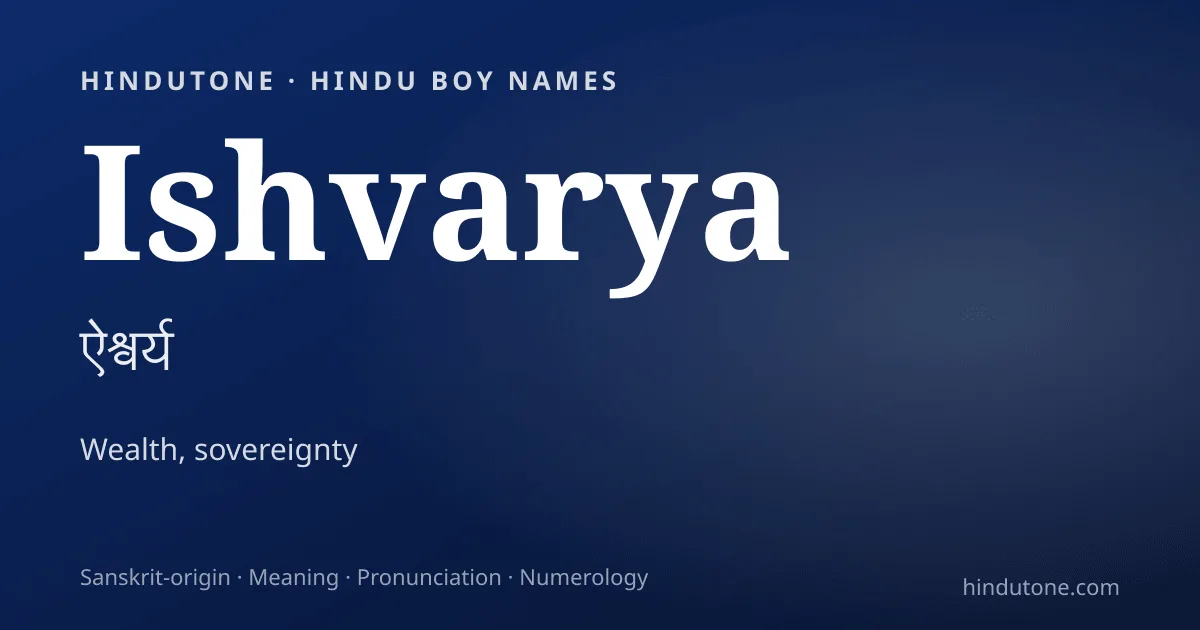 Ishvarya — Hindu Boy Names with I