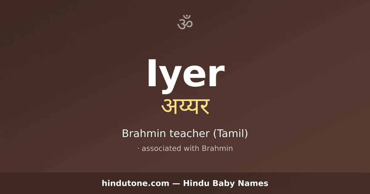 Iyer — Hindu Boy Names with I
