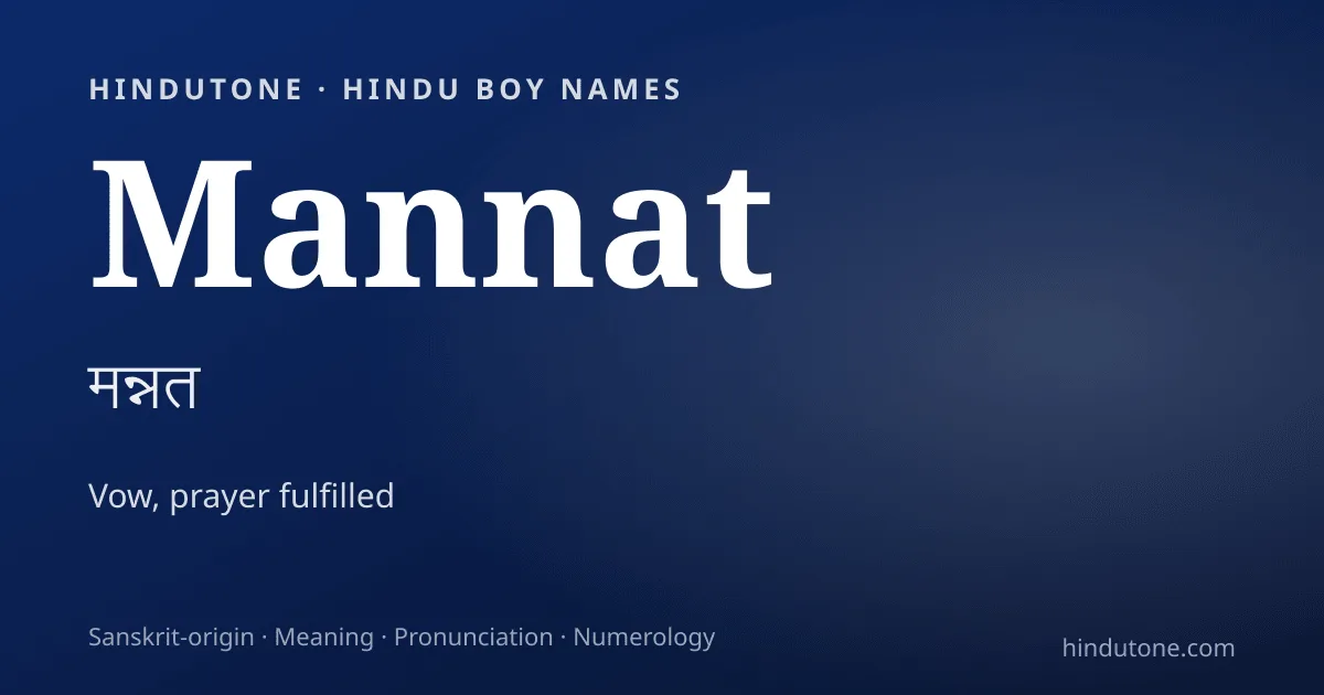 Mannat — Hindu Boy Names with M