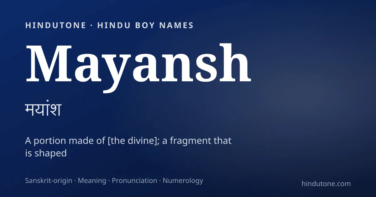 Mayansh — Hindu Boy Names with M