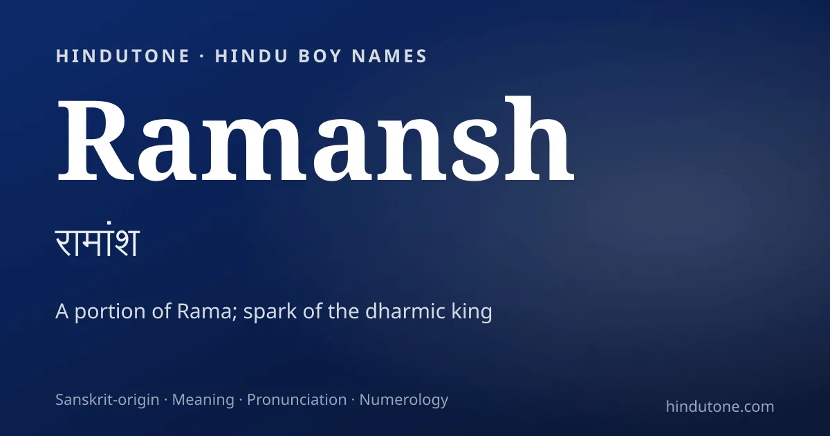 Ramansh — Hindu Boy Names with R