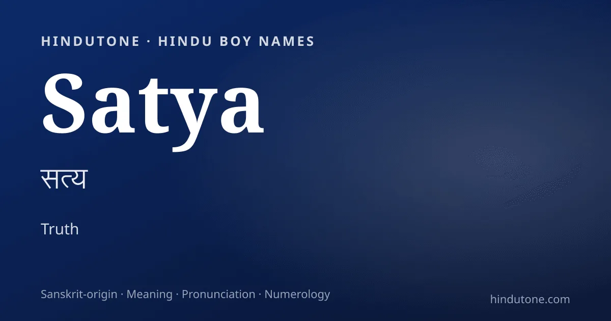 Satya — Hindu Boy Names with S