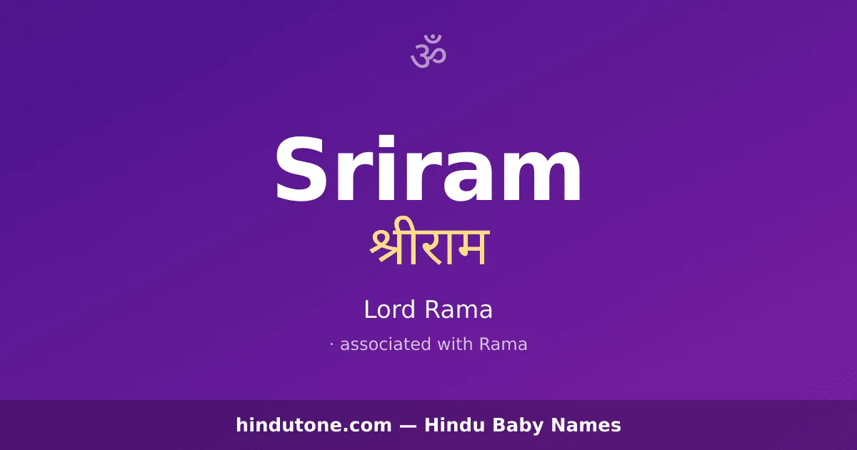 Sriram — Hindu Boy Names with S