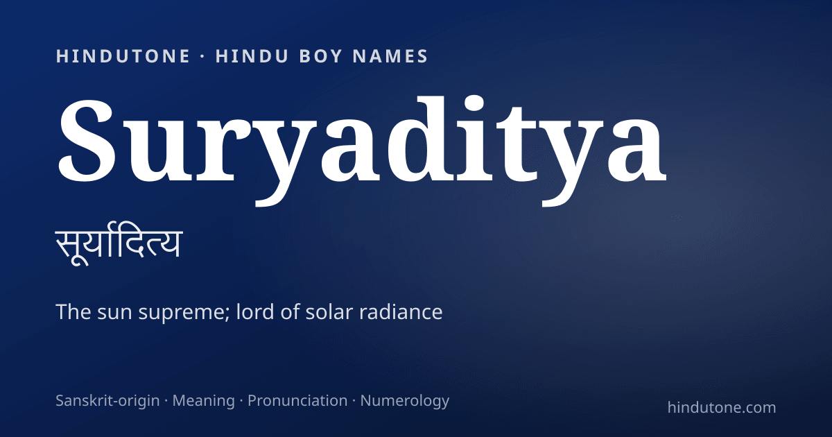 Suryaditya — Hindu Boy Names with S