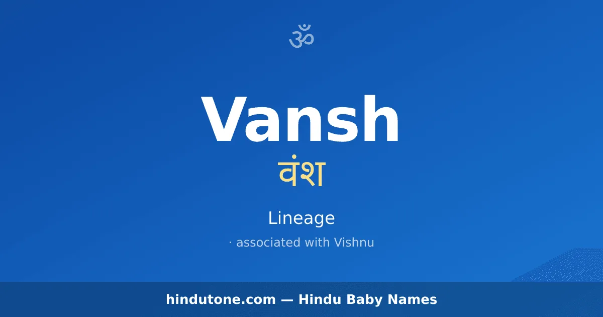 Vansh — Hindu Boy Names with V