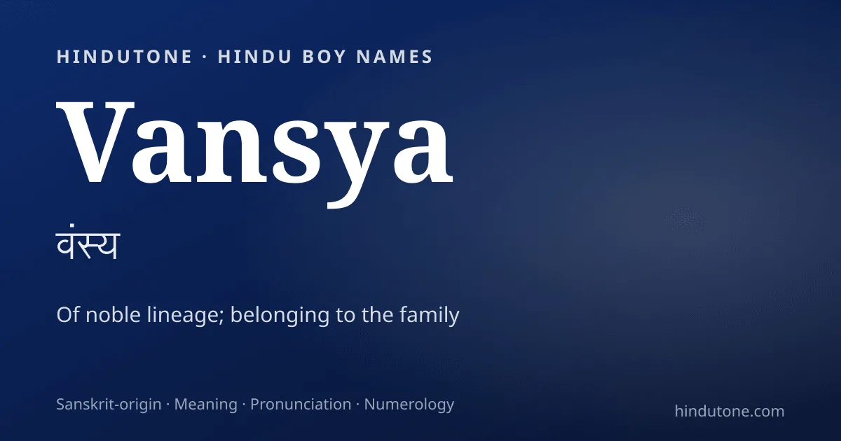 Vansya — Hindu Boy Names with V