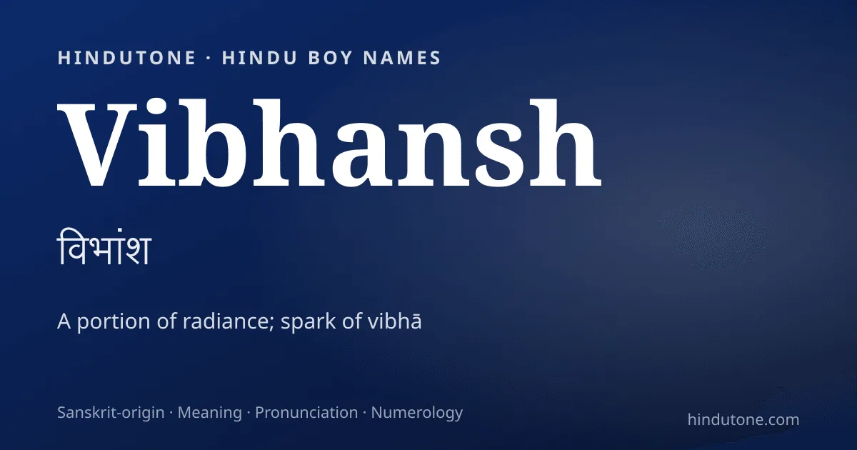 Vibhansh — Hindu Boy Names with V