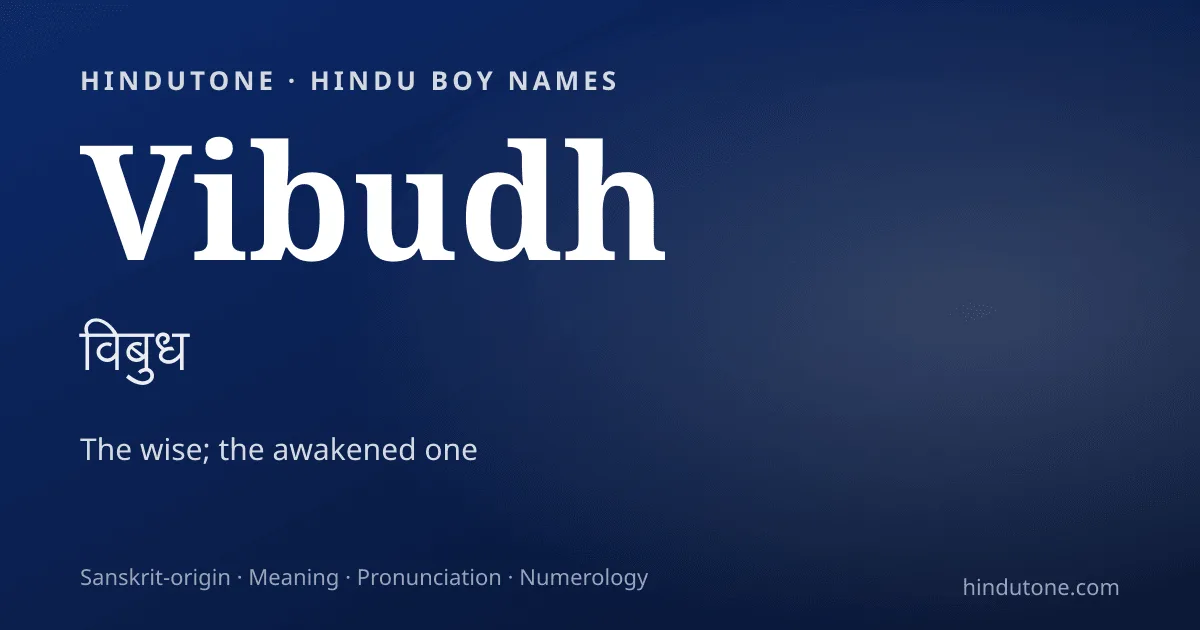 Vibudh — Hindu Boy Names with V