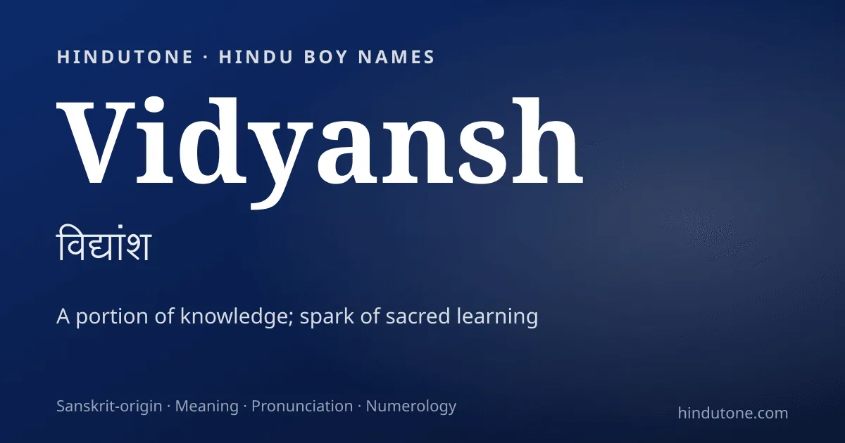 Vidyansh — Hindu Boy Names with V