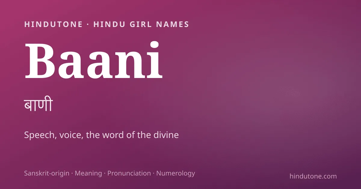 Baani — Hindu Girl Names with B