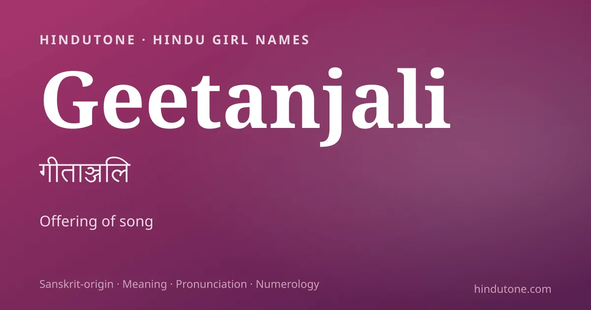 Geetanjali — Hindu Girl Names with G