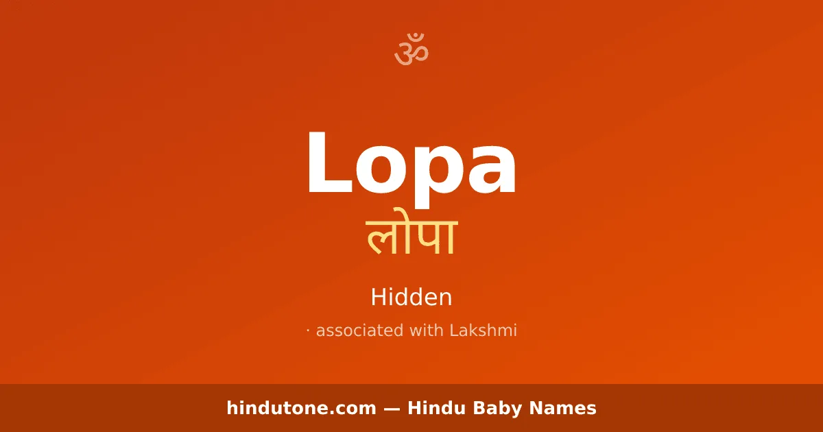 Lopa — Hindu Girl Names with L