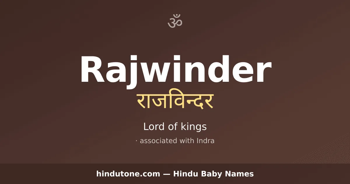 Rajwinder — Hindu Girl Names with R