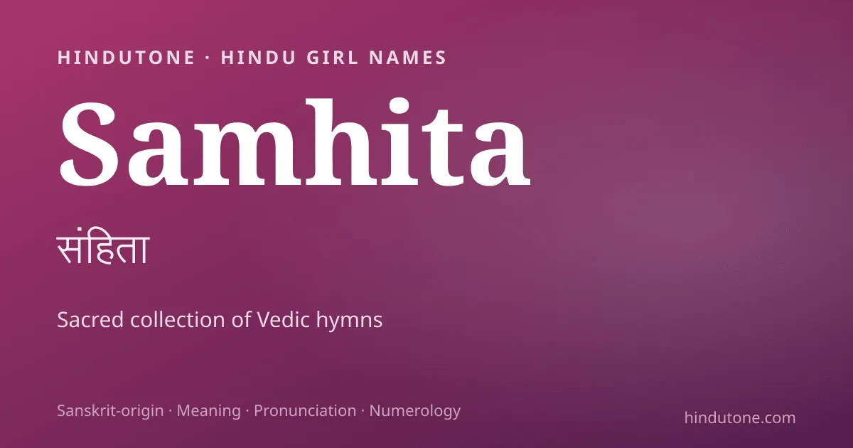 Samhita — Hindu Girl Names with S