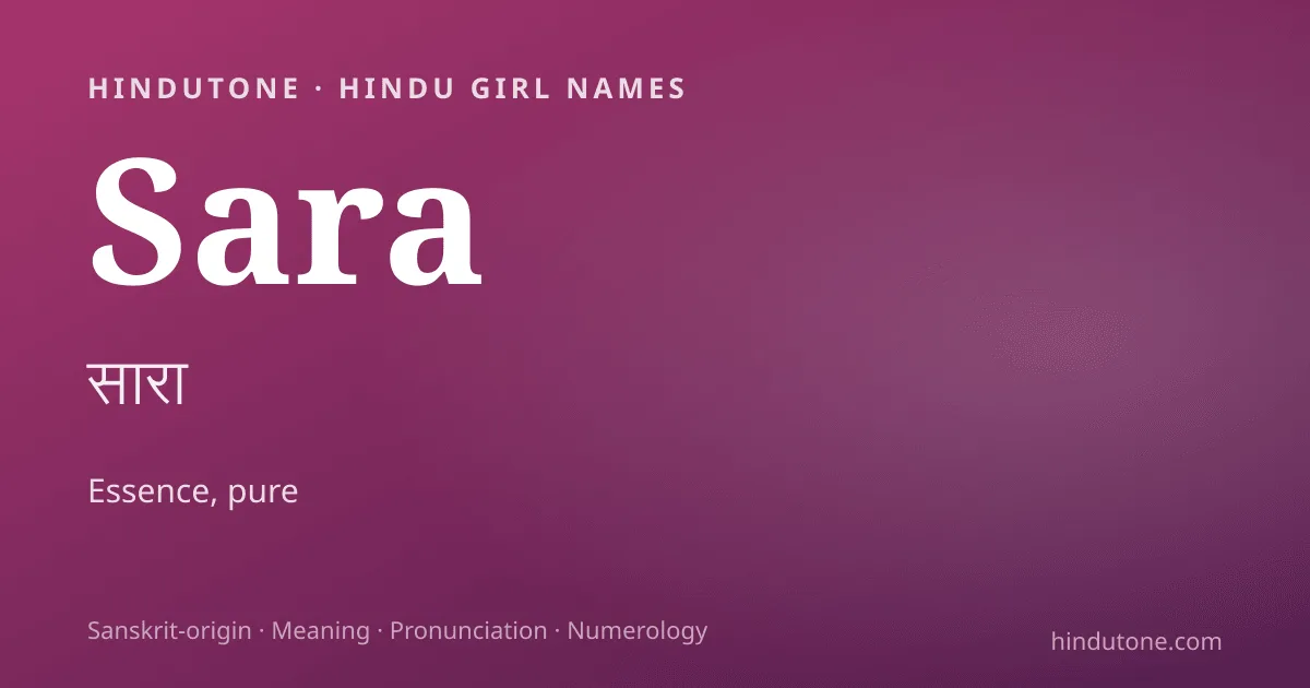 Sara — Hindu Girl Names with S