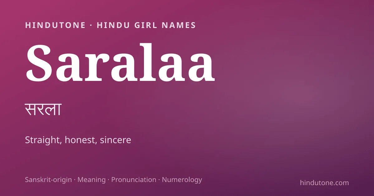 Saralaa — Hindu Girl Names with S