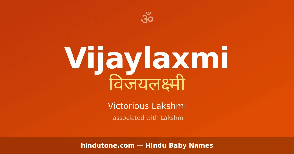 Vijaylaxmi — Hindu Girl Names with V
